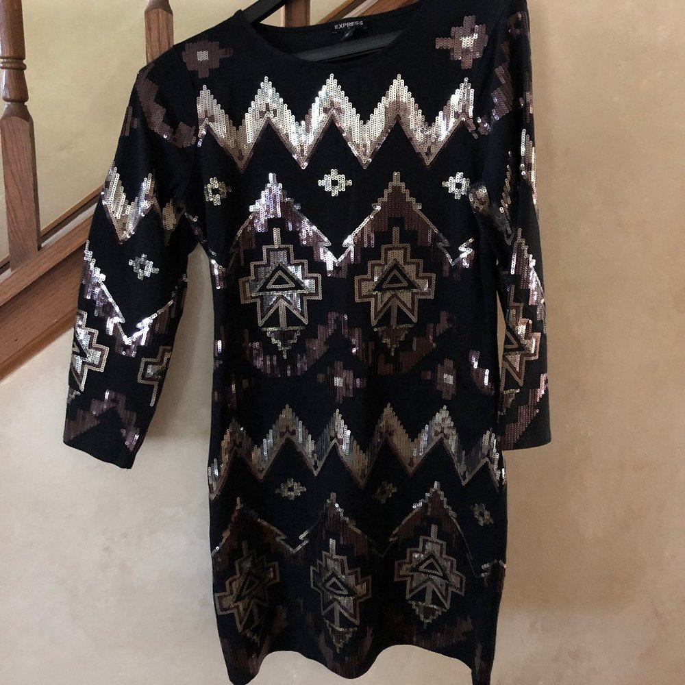 Express Sequin Aztec pattern dress size M